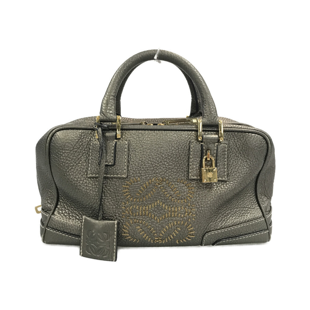 Loewe Amazona Leather Shoulder bag Metalic Black Bron White
